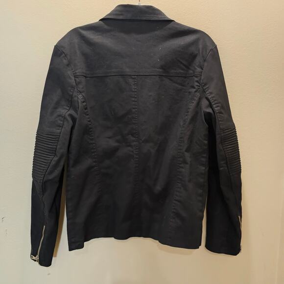 H & M Divided Cotton Twill Motorcycle Biker Jacket - Picture 4 of 7